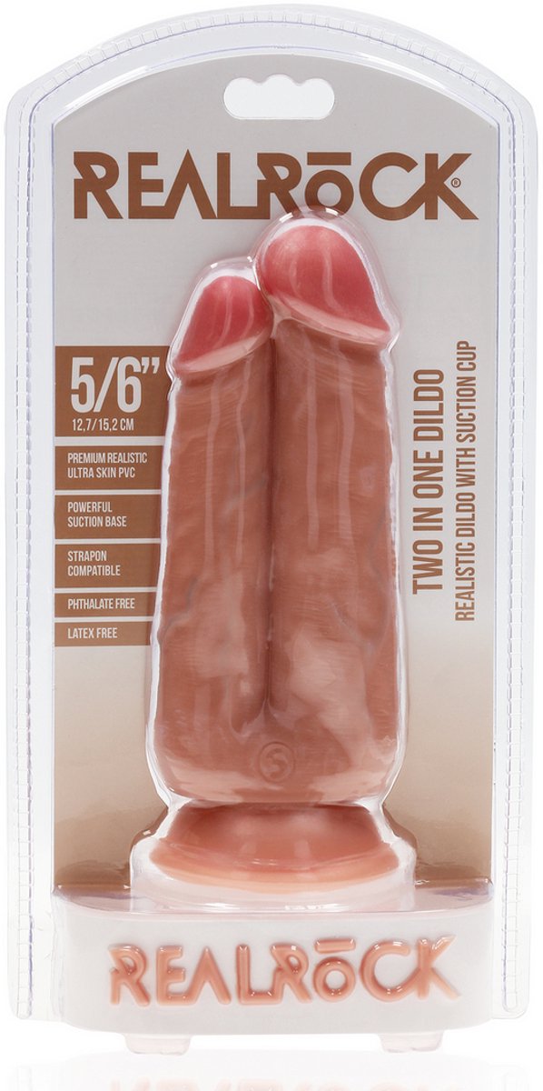 Two in One Dildo 5"/6" - 12,7/15,2 cm - Beige