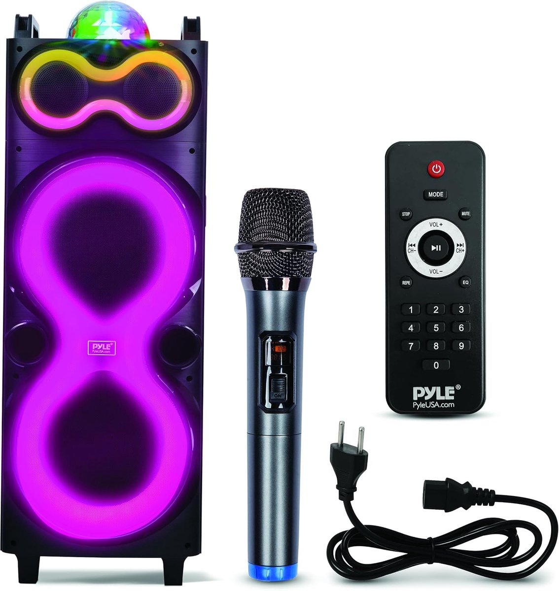 Draagbare PA Geluidsinstallatie met Karaoke Microfoon, 240W, Dubbele 10 Inch Speakers en Oplaadbare Batterij