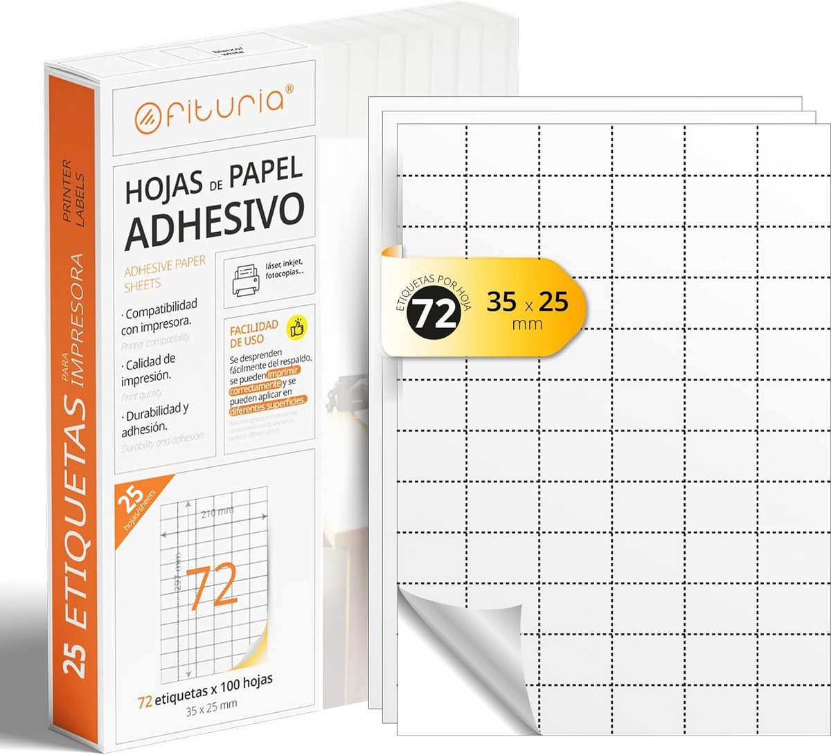 Zelfklevende Etiketten A4 Wit - 72 Stickers per Vel voor Drukken en Personaliseren