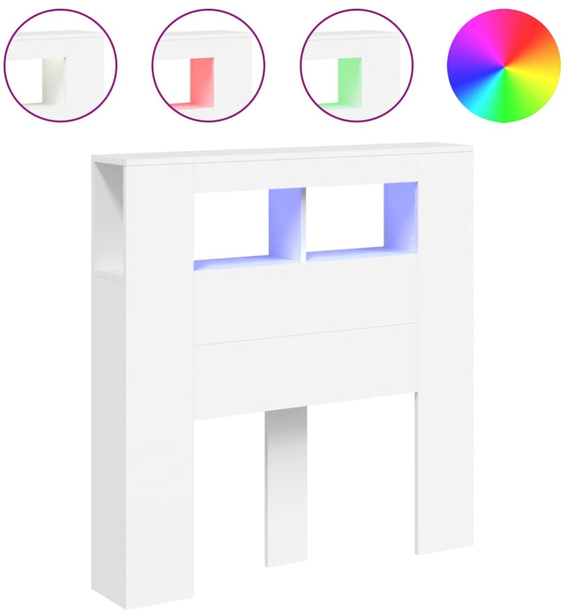 vidaXL - Hoofdeinde - met - LED - 100x18,5x103,5 - cm - bewerkt - hout