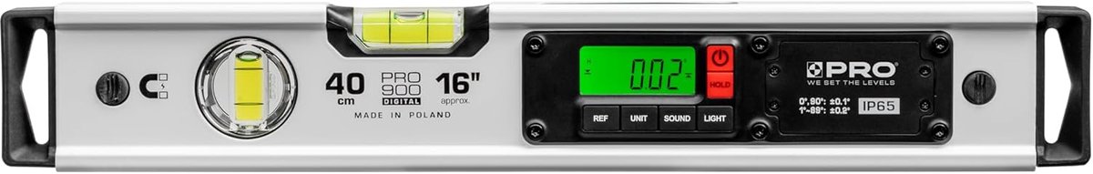 Digitale Waterpas 40 cm met 2 LCD Schermen en Meetgeheugen - IP65
