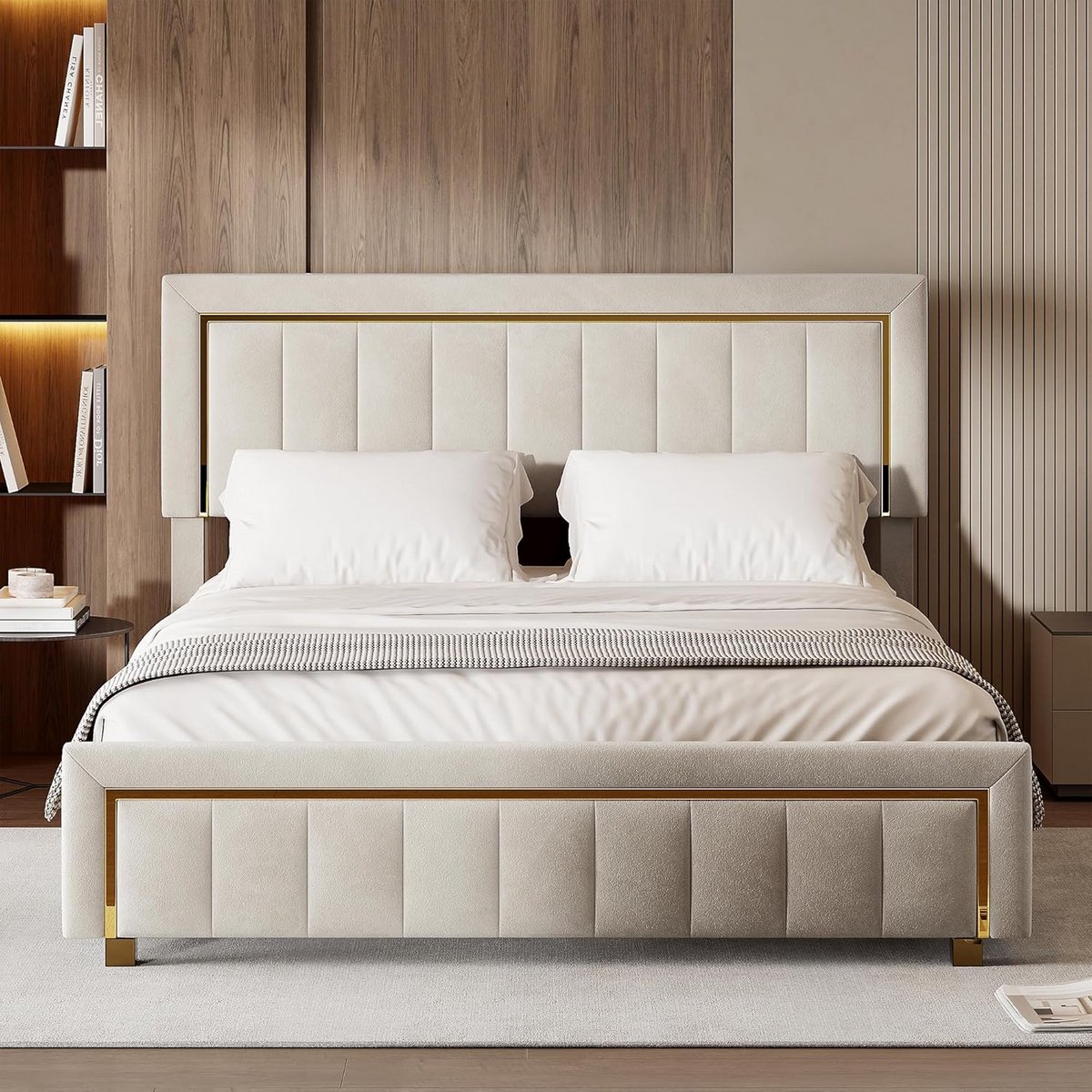 Tweepersoons bed met opbergruimte en hydraulisch frame 160 x 200 cm