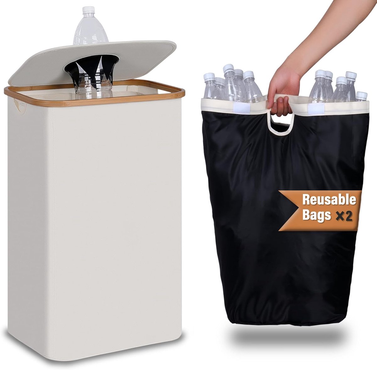 Grote Opbergbak met Deksel 100 Liter Inclusief Twee Draagtassen