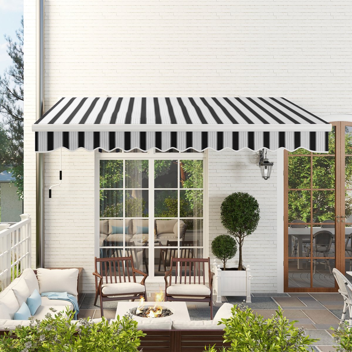 Wishdor - Cassettezonnescherm - Handmatig Inschuifbaar - Modern - Voor Terras Of Gevel - Aluminium - Wit