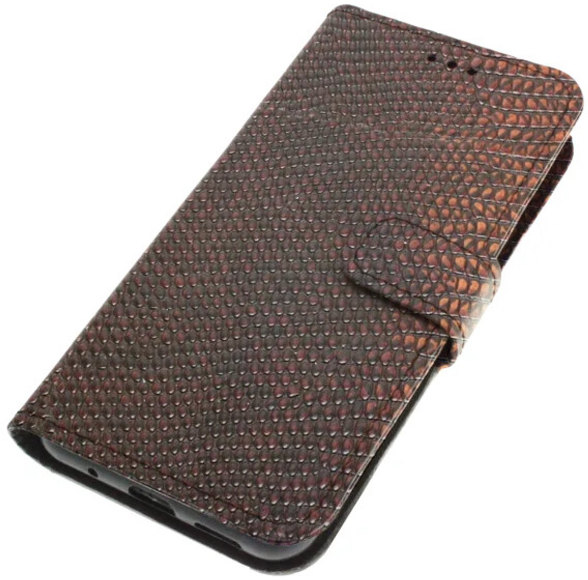 Echt leer hoesje geschikt voor Samsung Galaxy S23 Plus Stug bruin kalfsleer met reliëf embossing