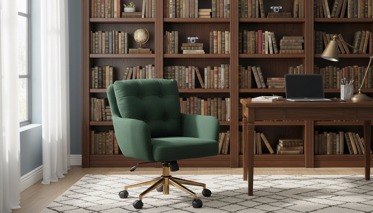 Bureaustoel Casa Velluto EmeraldVelvet – Ergonomische Draaibare Bureaustoel Groen met Wielen en Armleuningen – Fluwelen Kantoorstoel Verstelbare Hoogte 46-54 cm – Kantelbare Rugleuning 90-120° – Luxe Bureau Stoel voor Thuiswerk