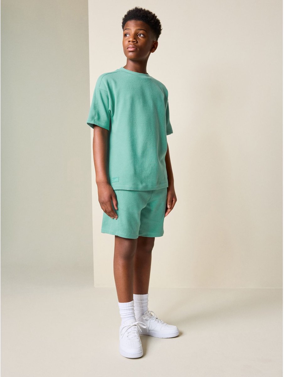 Next - Jongens - Setje van T-shirt met korte mouwen met textuur en short - Groen