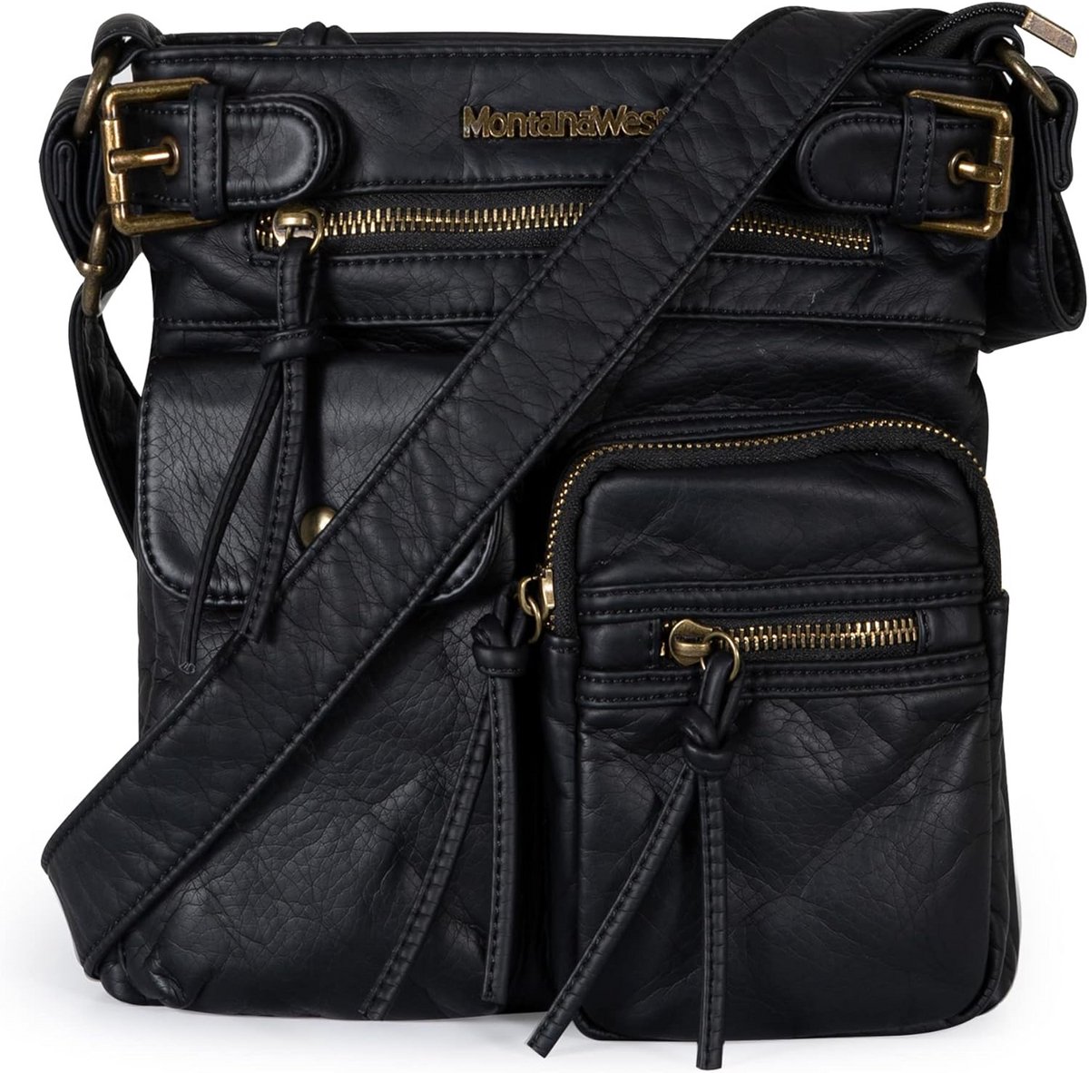 Dames Crossbody Tas Zacht Gewassen Leer met Meerdere Compartimenten