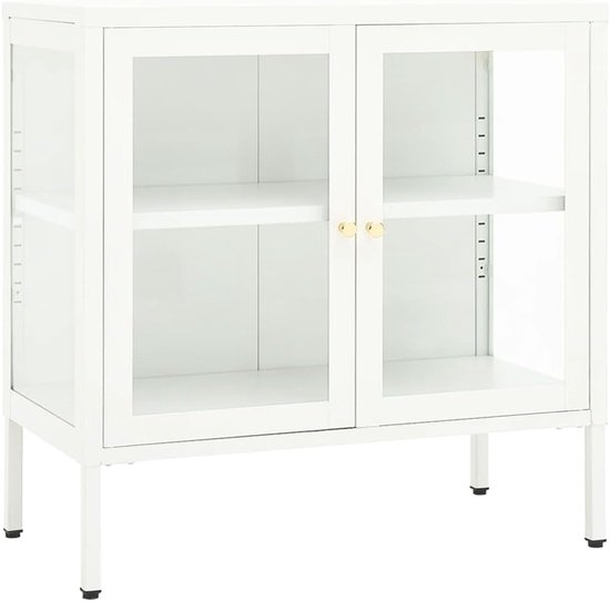 Functioneel Dressoir 70x35x70 cm Kast met Glazen Deur en Stalen Frame ...