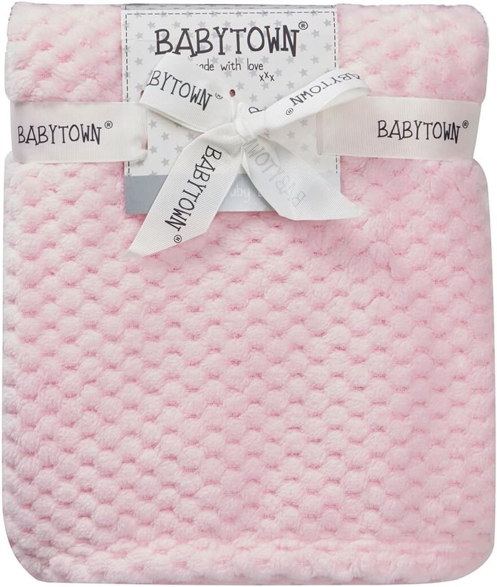 Wafel Fleece Deken Baby en Kinderwagen 75x90cm Zacht Roze