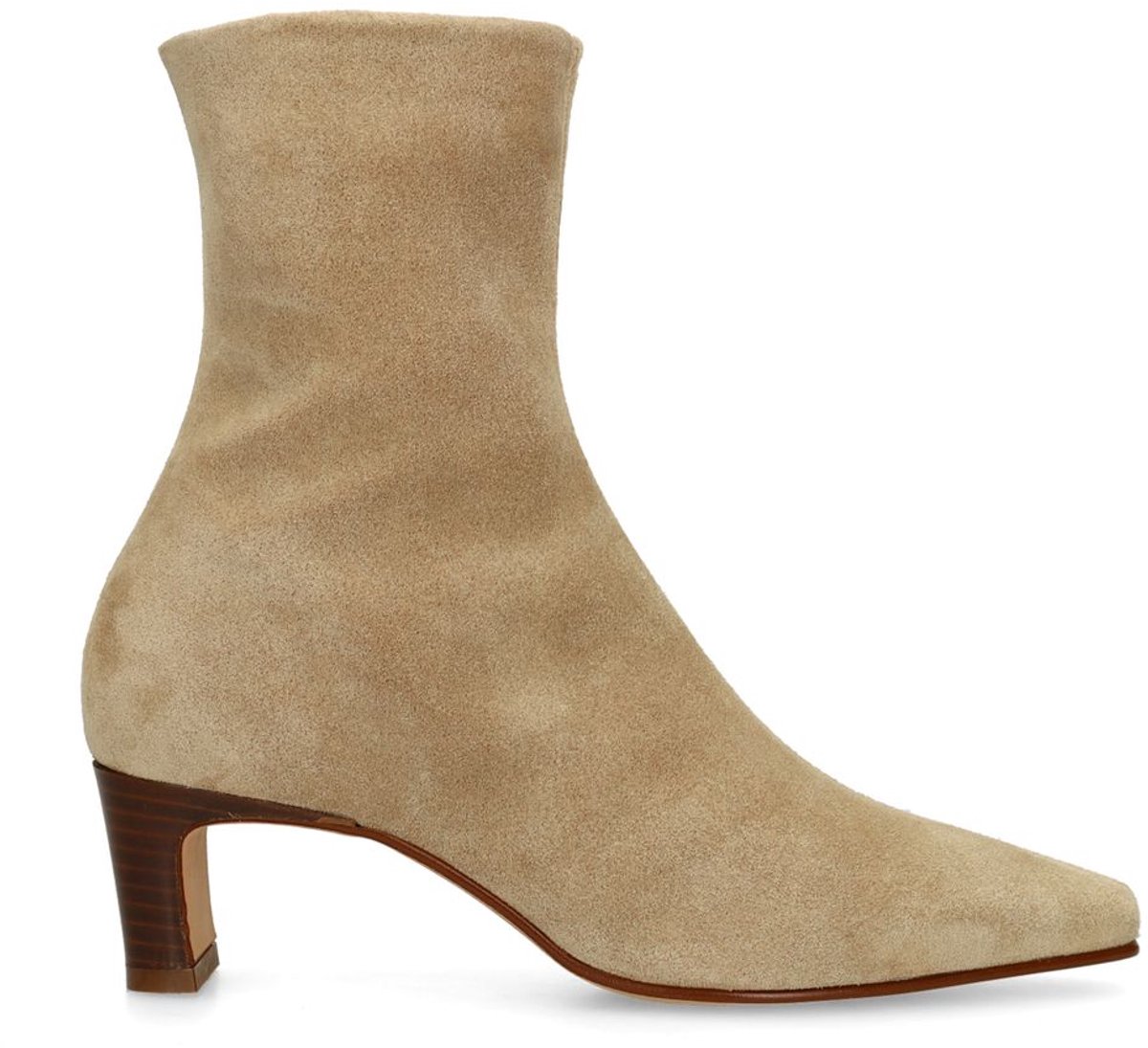 Sacha - Dames - Beige suède enkellaarsjes met hak - Maat 37