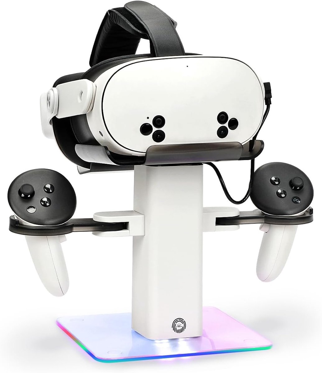 Universele Oplaaddock Standaard voor VR Headset met RGB Verlichting - Geschikt voor Quest 3S, Quest 3, Quest 2 en Pro