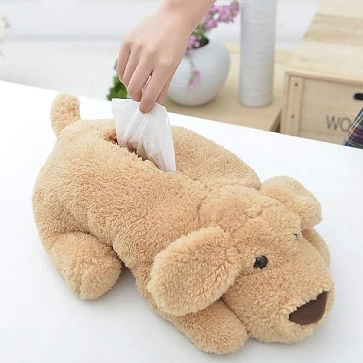 Oneay Pluche tissuebox - tissuehouder - decoratieve opbergruimte voor thuis, slaapkamer of auto.