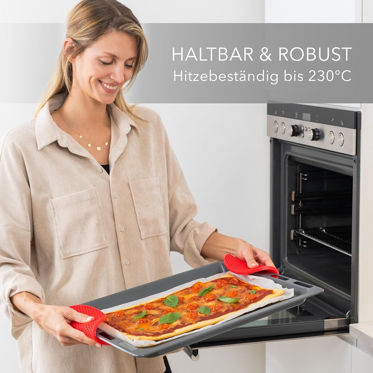 Set van 4 Hittebestendige Siliconen Onderzetters - Non-Slip - Rond & Vierkant - Rood