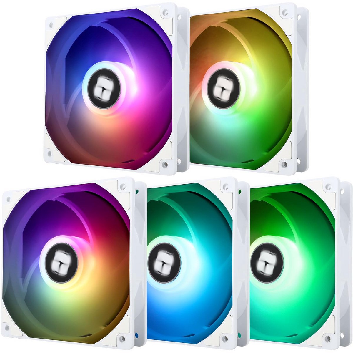 5-Pack 120mm PWM ARGB PC Ventilators Wit - Stille CPU & Kast Koeling 1550 RPM