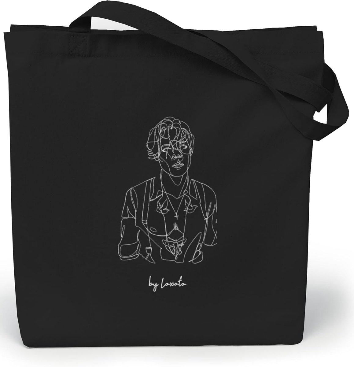 Middelgrote Zwarte Opdruk Jute Tas van 100% Katoen voor Boodschappen en Shopper Dames