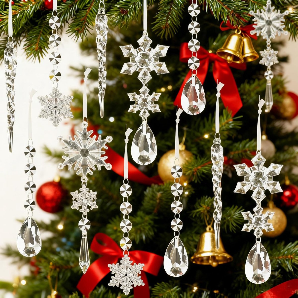 Kerstboom ornamenten - Acryl hangers - Feestelijke decoratie - Onbreekbaar materiaal - 10 stuks - Transparant
