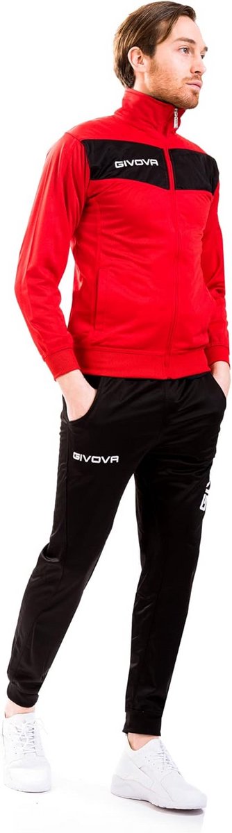 Sport Trainingspak Heren – Set Gymkleding Rood/Zwart