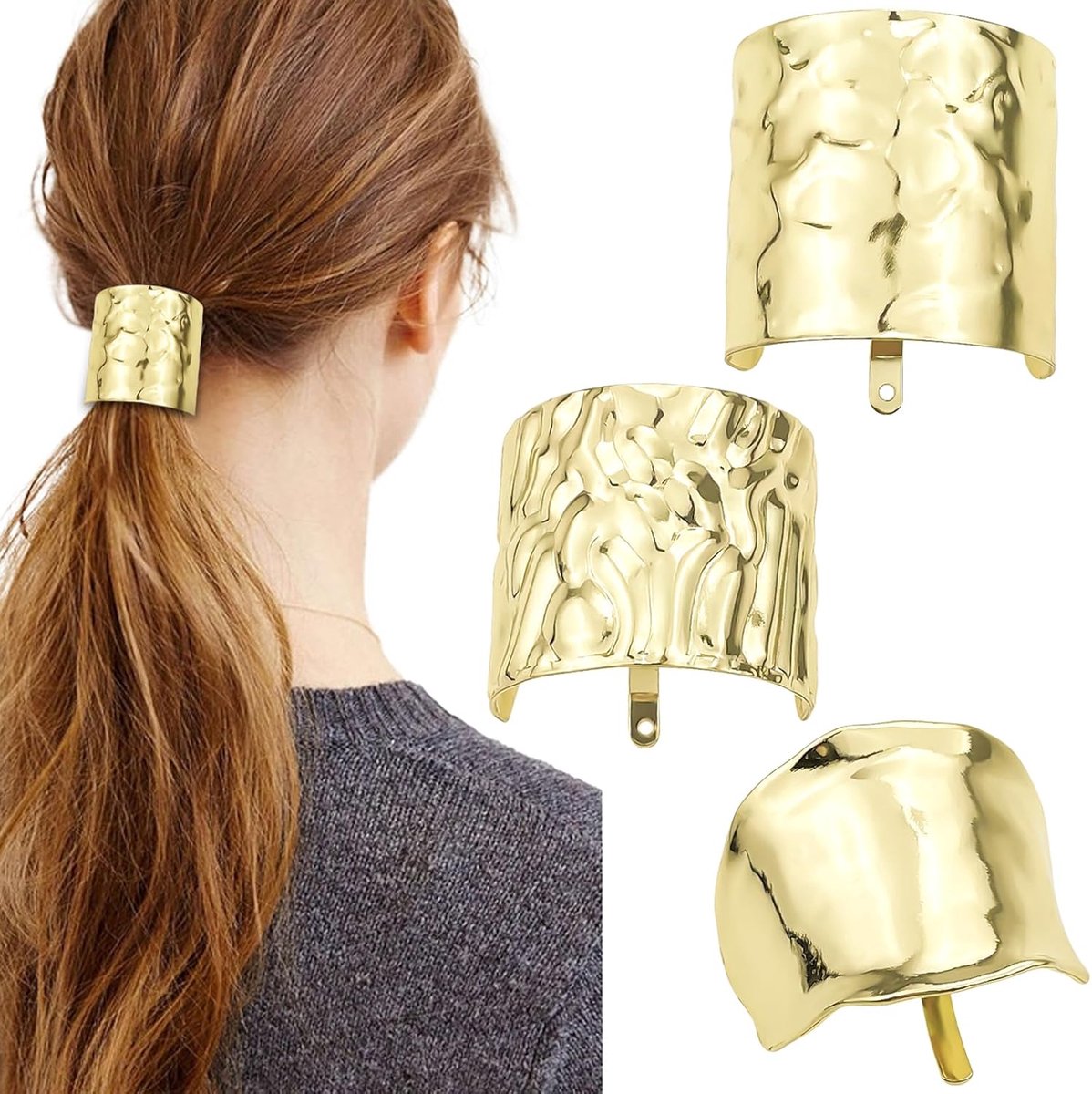 3x Luxe Haarclips met Lava Design - Metalen Haarringen voor Elegant Paardenstaart