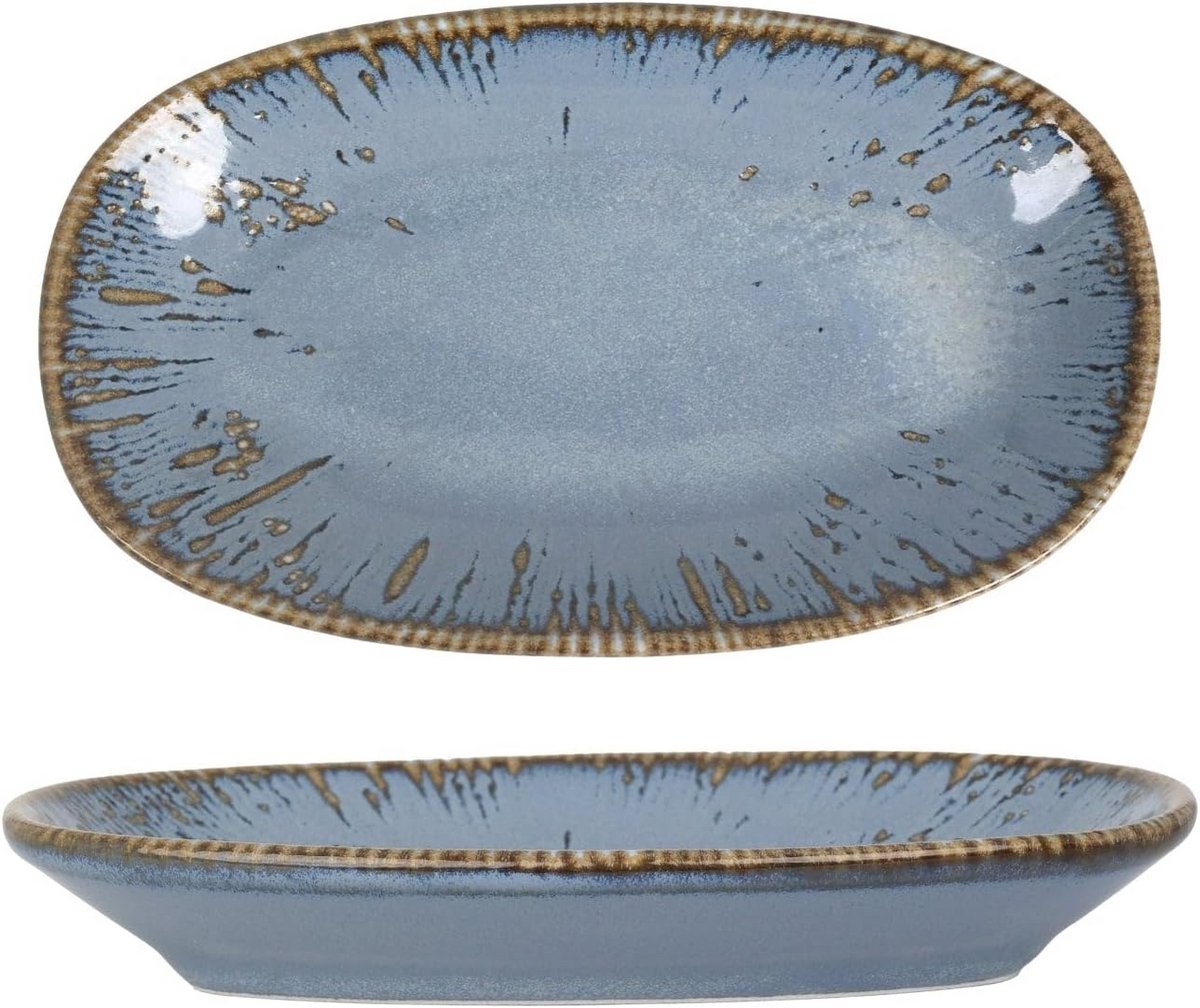 Serveerschaal Porselein Blauw - 15x8.5 cm - Set van 4