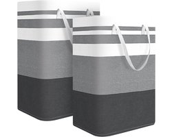 Heupwasmand-Opvouwbare Wasmand-Set van 2 grote wasmanden - Waterdichte opvouwbare wasmanden - Geschikt voor kamers, slaapkamers, badkamers en studentenkamers - Waszakken voor opslag en organisatie - Grijs - 75 liter