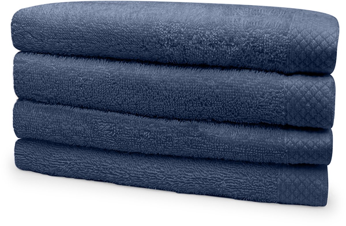Eleganzzz Handdoeken Set - Set van 4 - Handdoek 50x100cm - 420 gr/m2 - 100% Katoen - ocean blue