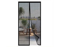 ForDig Vliegengordijn 90x205 cm - Glasvezel A-kwaliteit - Luxe Deurhor Magnetisch - Horgordijn – Vliegengordijn – Hordeur - Zwart