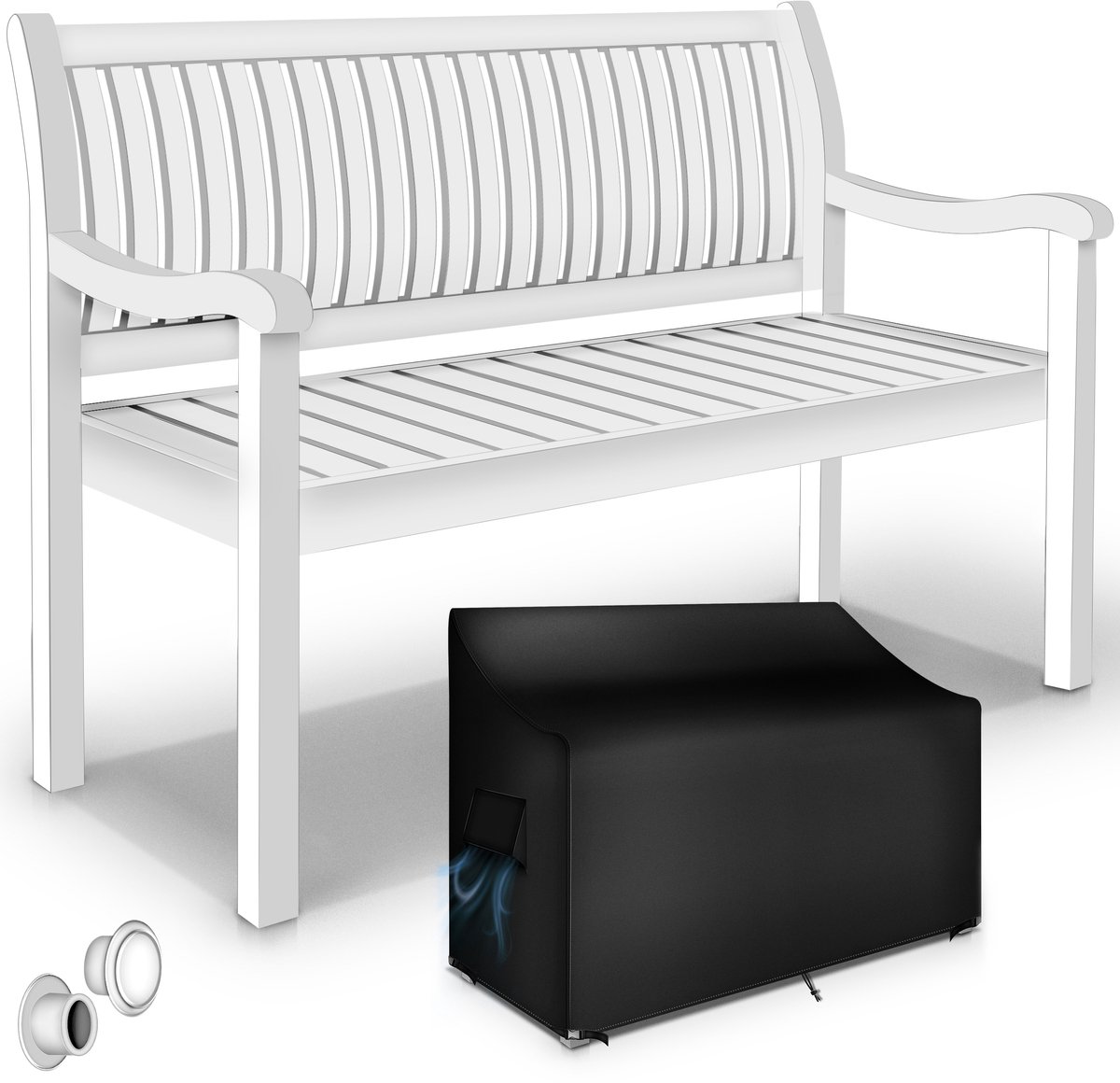 tillvex Houten Tuinbank Weerbestendig 150 cm met hoes | Massief Houten Parkbank | Balkonbank voor 3-4 Personen | Zitbank met een Draagvermogen van 320 kg | Houten Tuinmeubelen