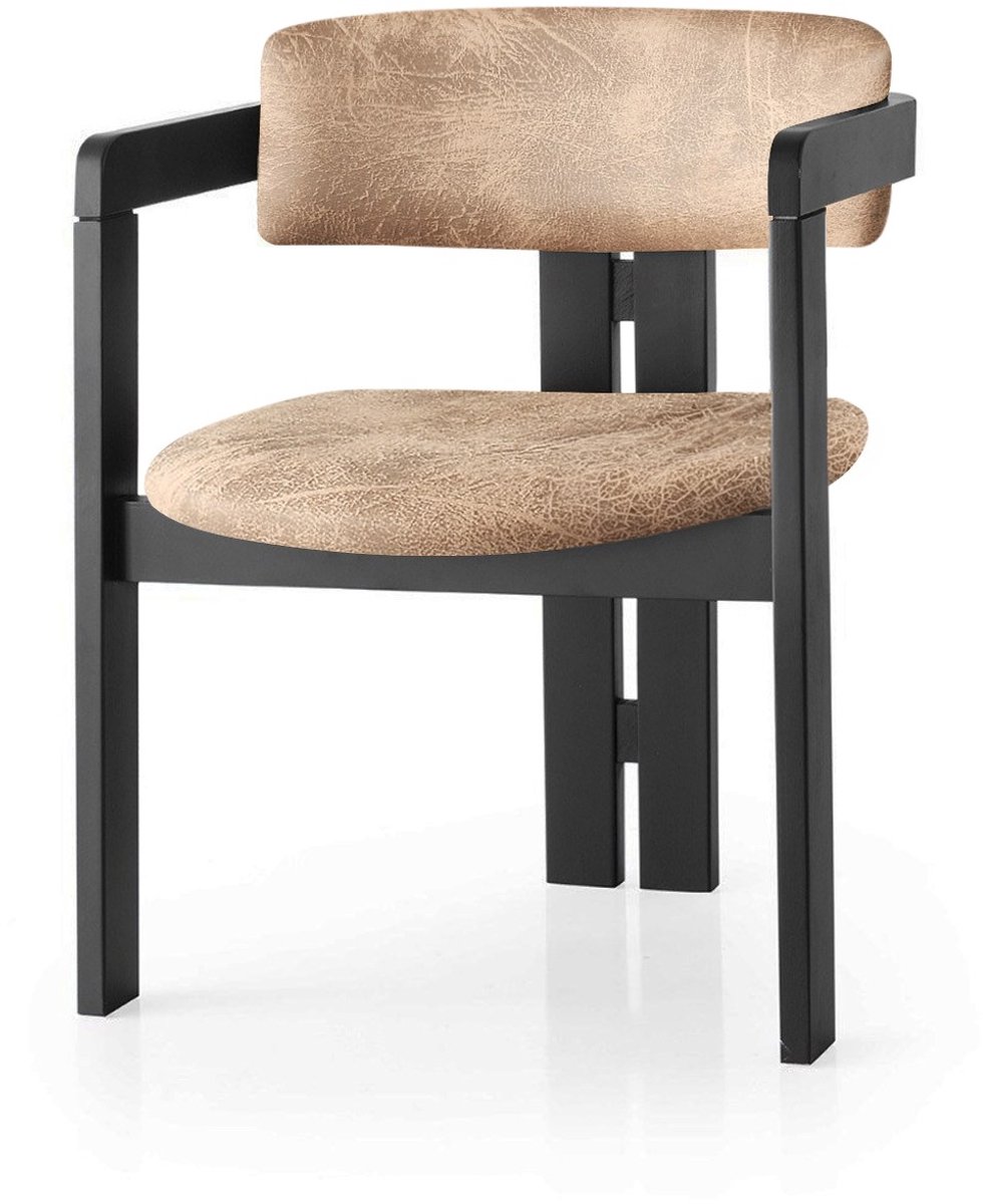 Skye Decor , Stoel, CO - 024, Hout, Zwart & Beige, 58 x 49 x 76 cm