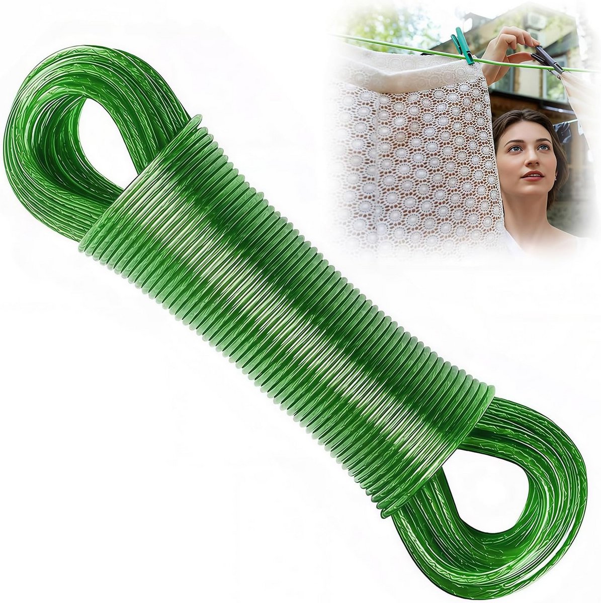30 Meter Sterk Waslijn Touw met Stalen Kern voor Buiten en Tuin