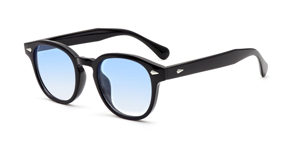 TuseRxln Zonnebrillen - Herenzonnebrillen - Ronde Retro 70s Stijl Met UV400 Bescherming En Acetaat/TR90 Frame - 1 Stuk - Unisex Zwart