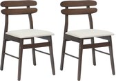 vidaXL - Eetkamerstoel - 2 - pcs - Lichtbruin - en - Licht - Massief - Rubberhout