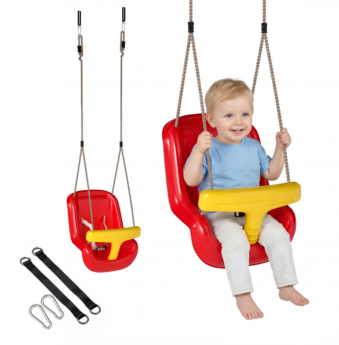 Aiyaplay Kinderschommel-PE-28L x 36B x 180H cm-Rood