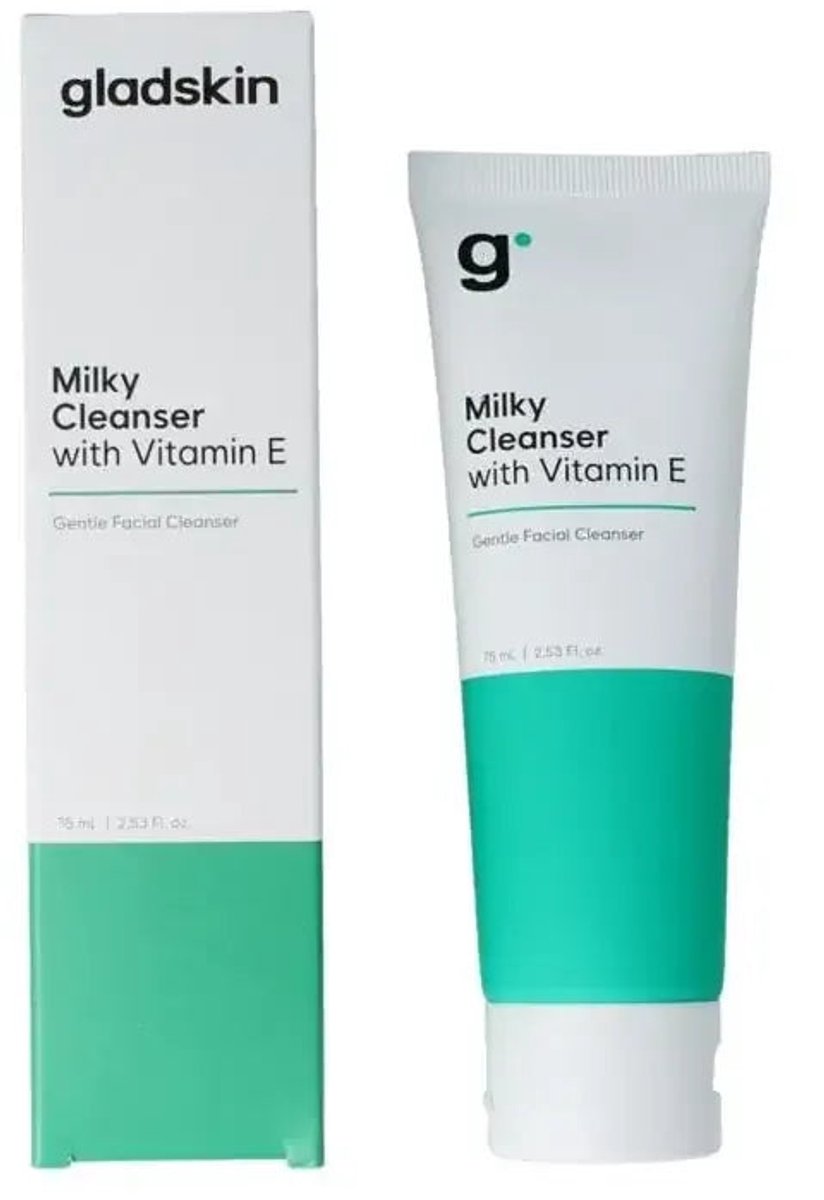 Gladskin Milky Cleanser met Vitamine E (75 ml) – Zachte, parfumvrije reiniger met vitamine E voor de gevoelige huid
