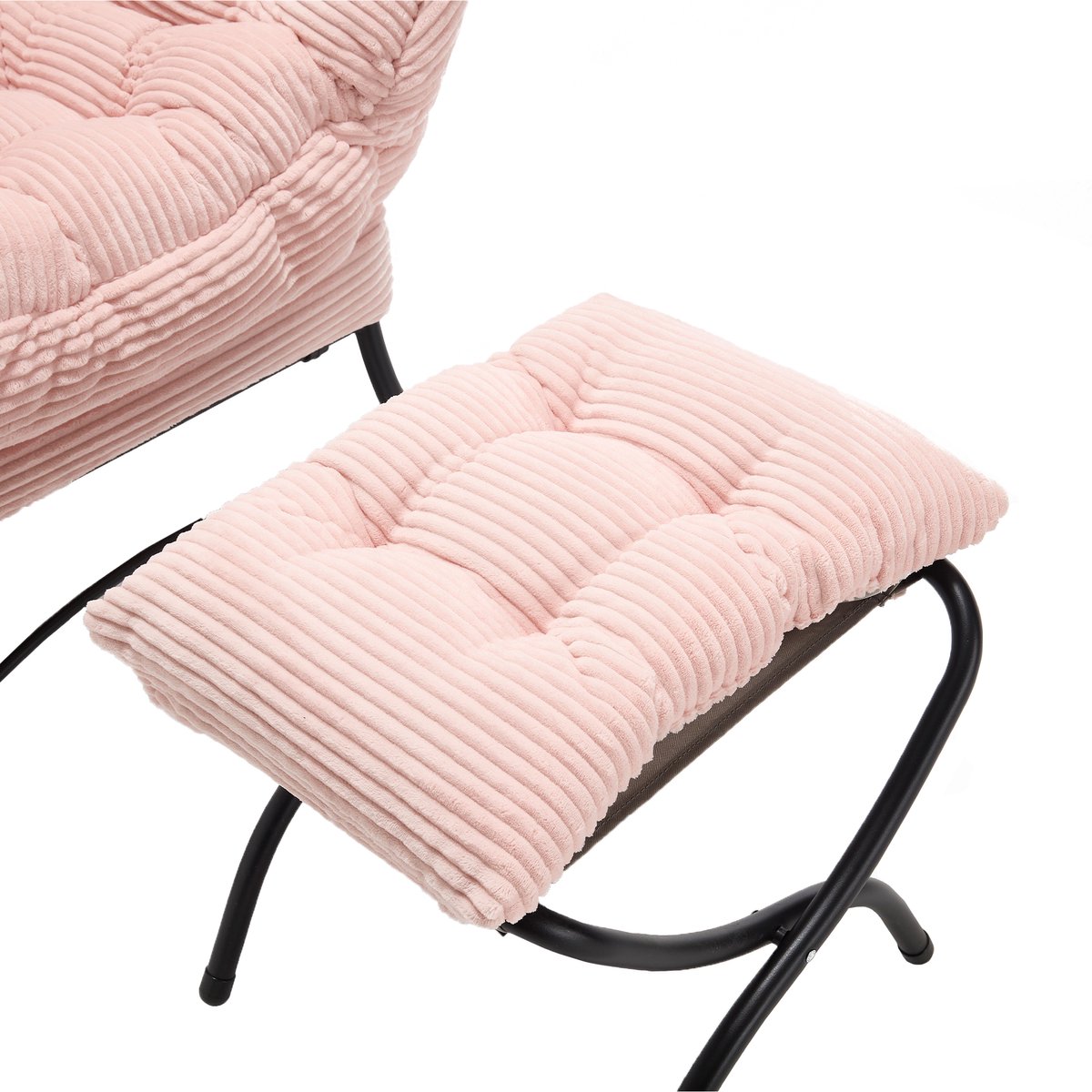 STILVORA Fauteuil 70 X 64 X 95 Cm - Met Voetenbank En Zijvak - Relaxen In Woonkamer Of Slaapkamer - Staal - Roze