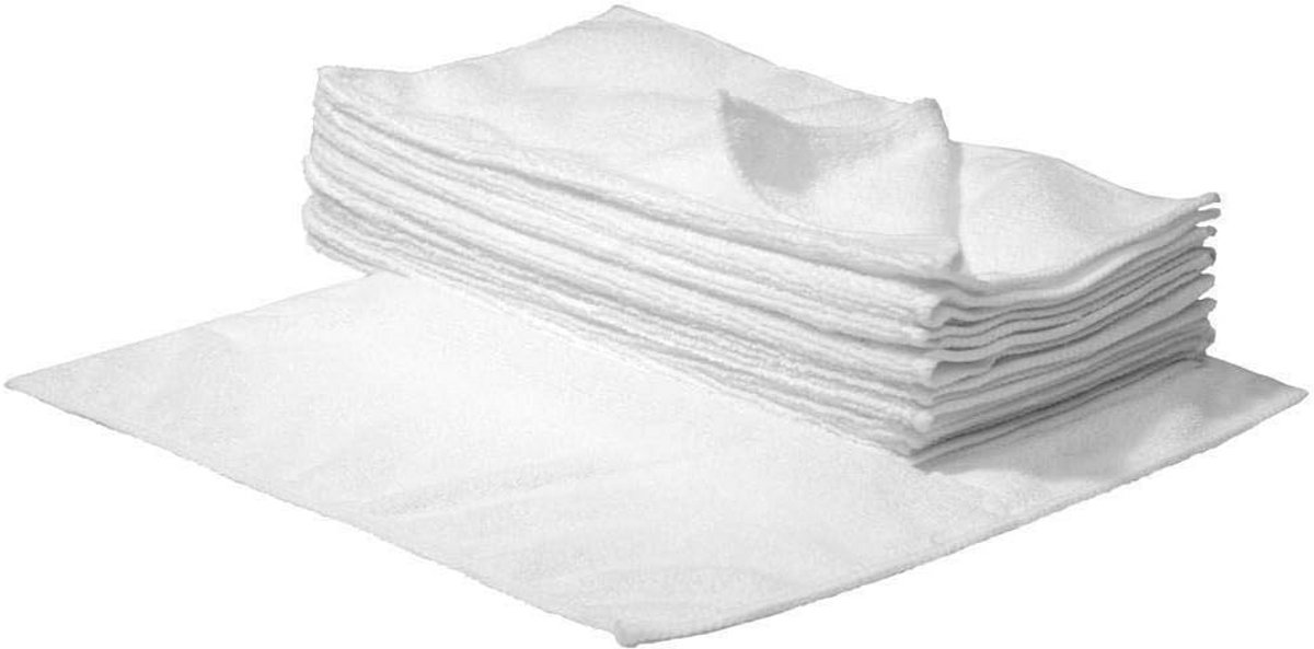 100 Microvezeldoeken 40x40 cm Wit - Krasvrij Schoonmaken voor Auto & Huis