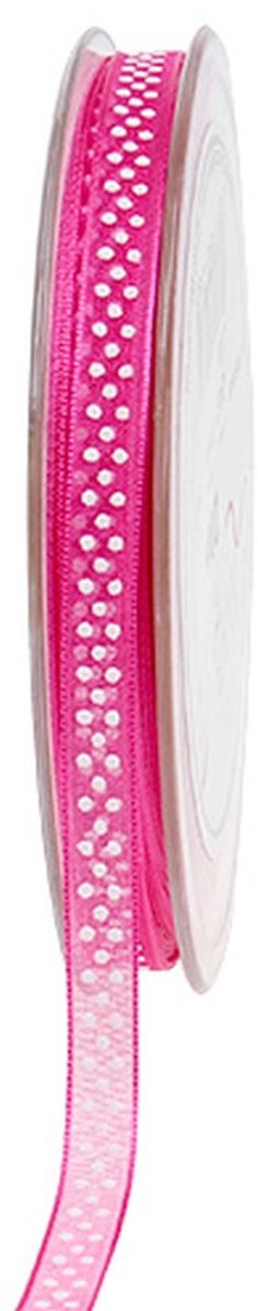 Decoratief lint met stippen roze 7mm 20m