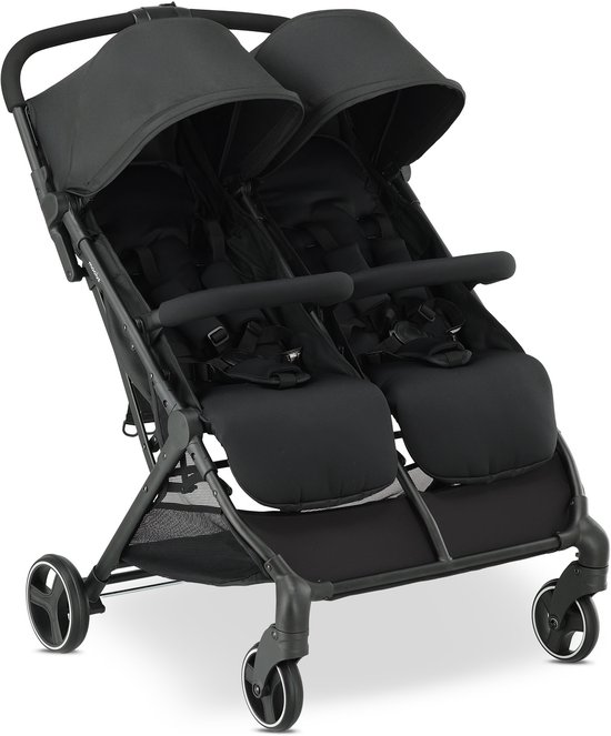 Mooiys Tess Twin Duo Buggy - Inclusief regenhoes - Inclusief Draagtas - Zwart