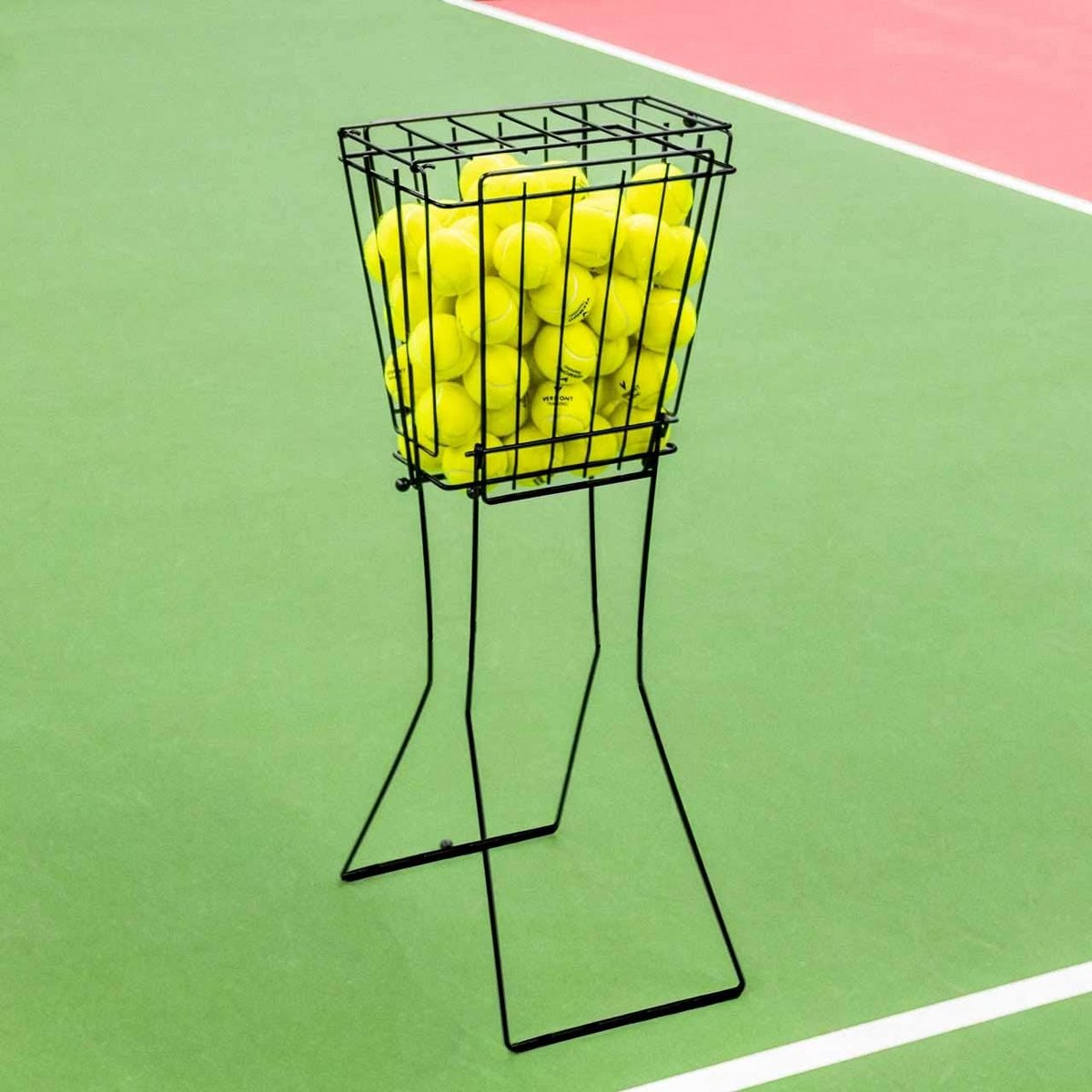 Tennisballenmand en -hopper met 72 ballen voor eenvoudig verzamelen en bewaren