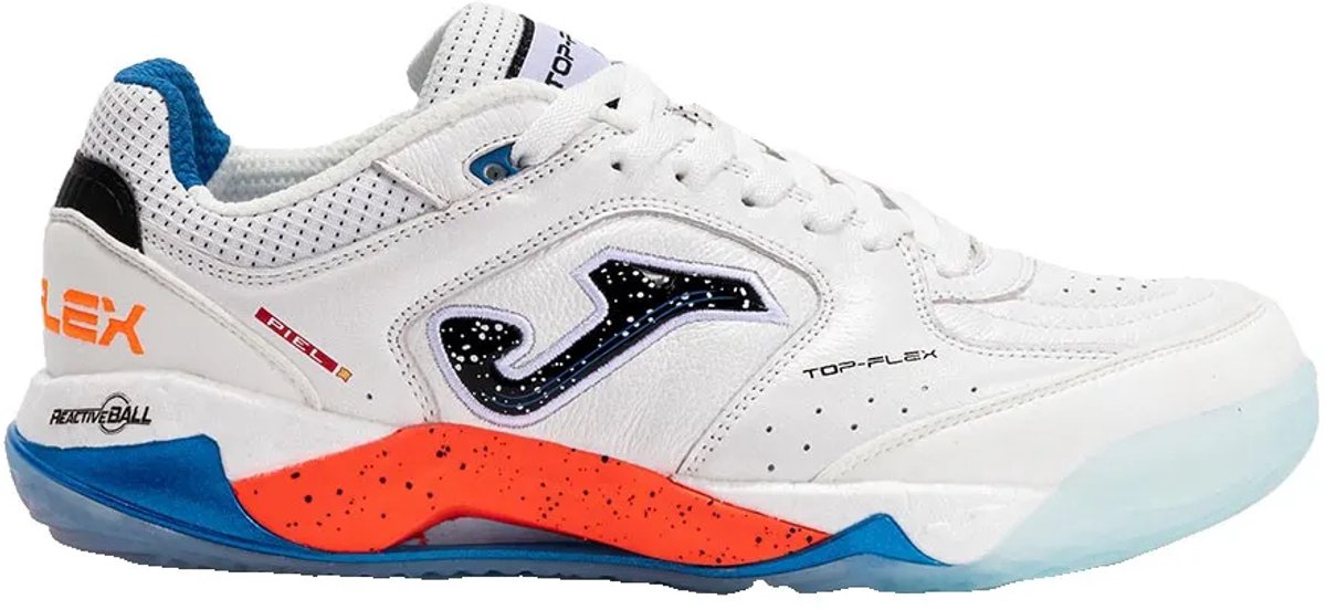 Witte Joma Top Flex Plus zaalschoenen voor mannen, met leren bovenwerk en rubberen zool, EU maat 45.
