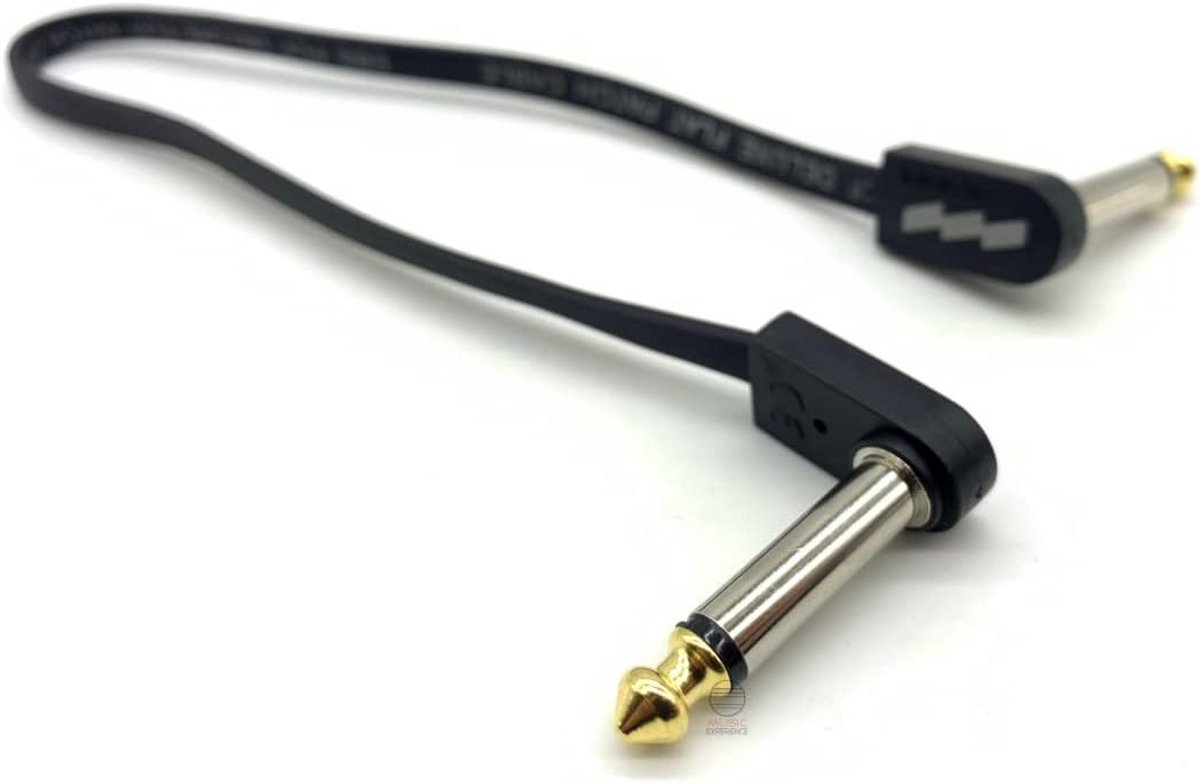 Deluxe Platte Audiokabel 28 cm met Haakse 90 Graden Jack Aansluiting