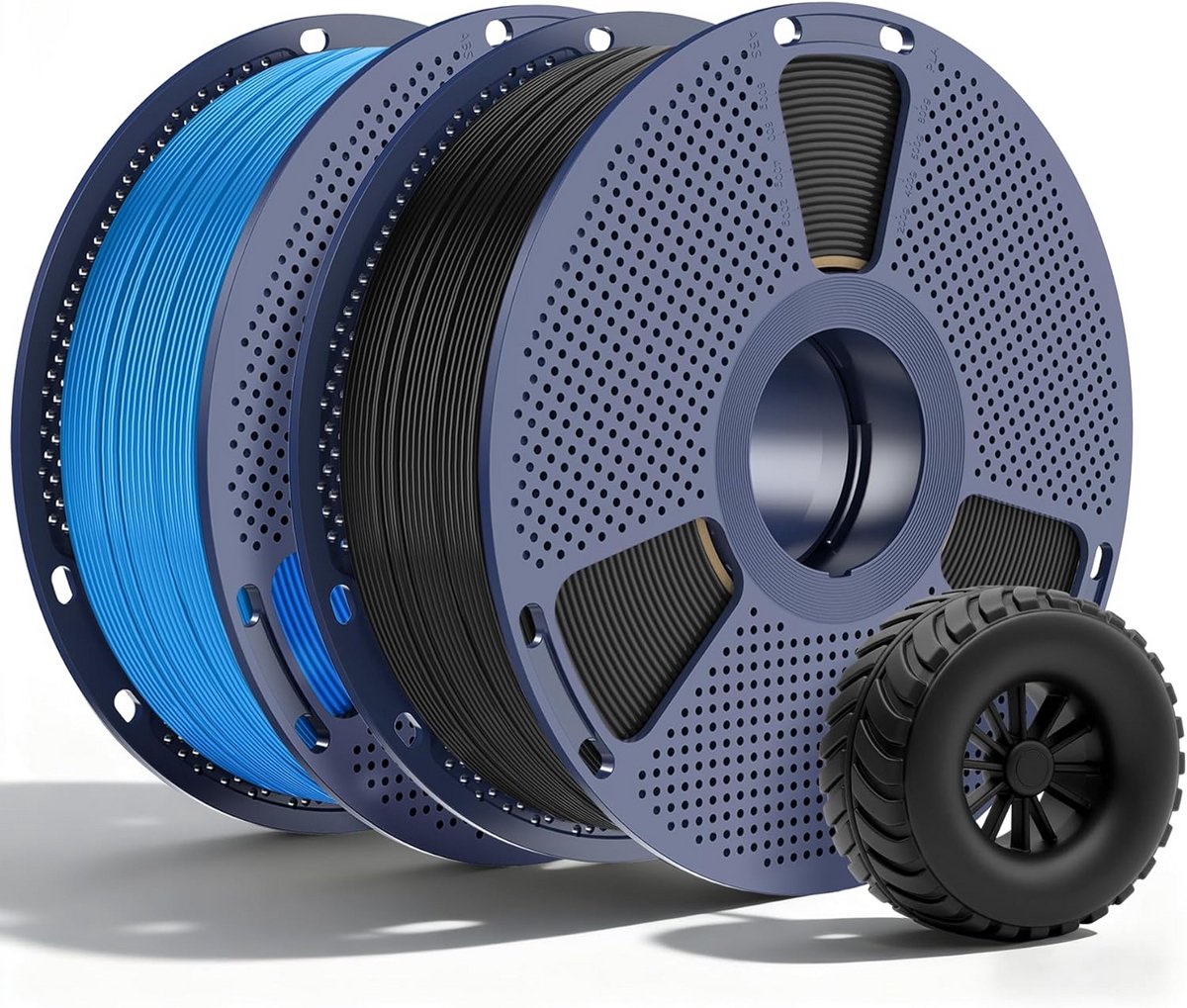 Flexibel 1.75mm TPU 3D Printer Filament 95A - 2KG Zwart en Azuurblauw