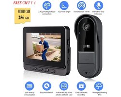 Deliqa video deurbel – met scherm – 4.3 inch / 2.4G – met SD-kaart 256 GB – zwart – twee weg intercom – handsfree – draadloos – IP65