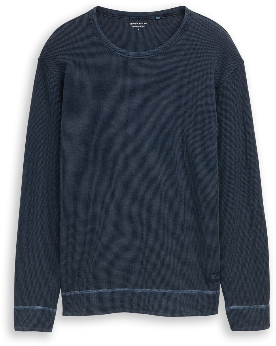 Tom Tailor - Shirt met lange mouwen en wafelstructuur - Maat M - sky captain blue