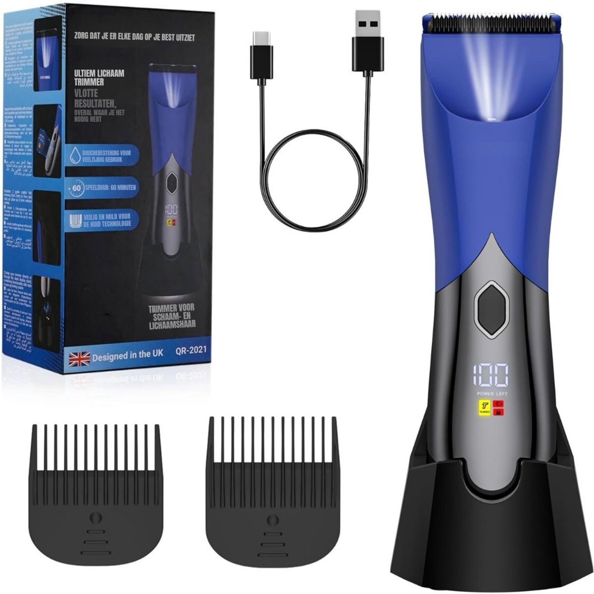 SCH® Trimmer Mannen Schaamstreek - Trimmer Schaamstreek - Bodygroomer Mannen - Trimmer - Blauw - 20cm x 10cm x 8cm