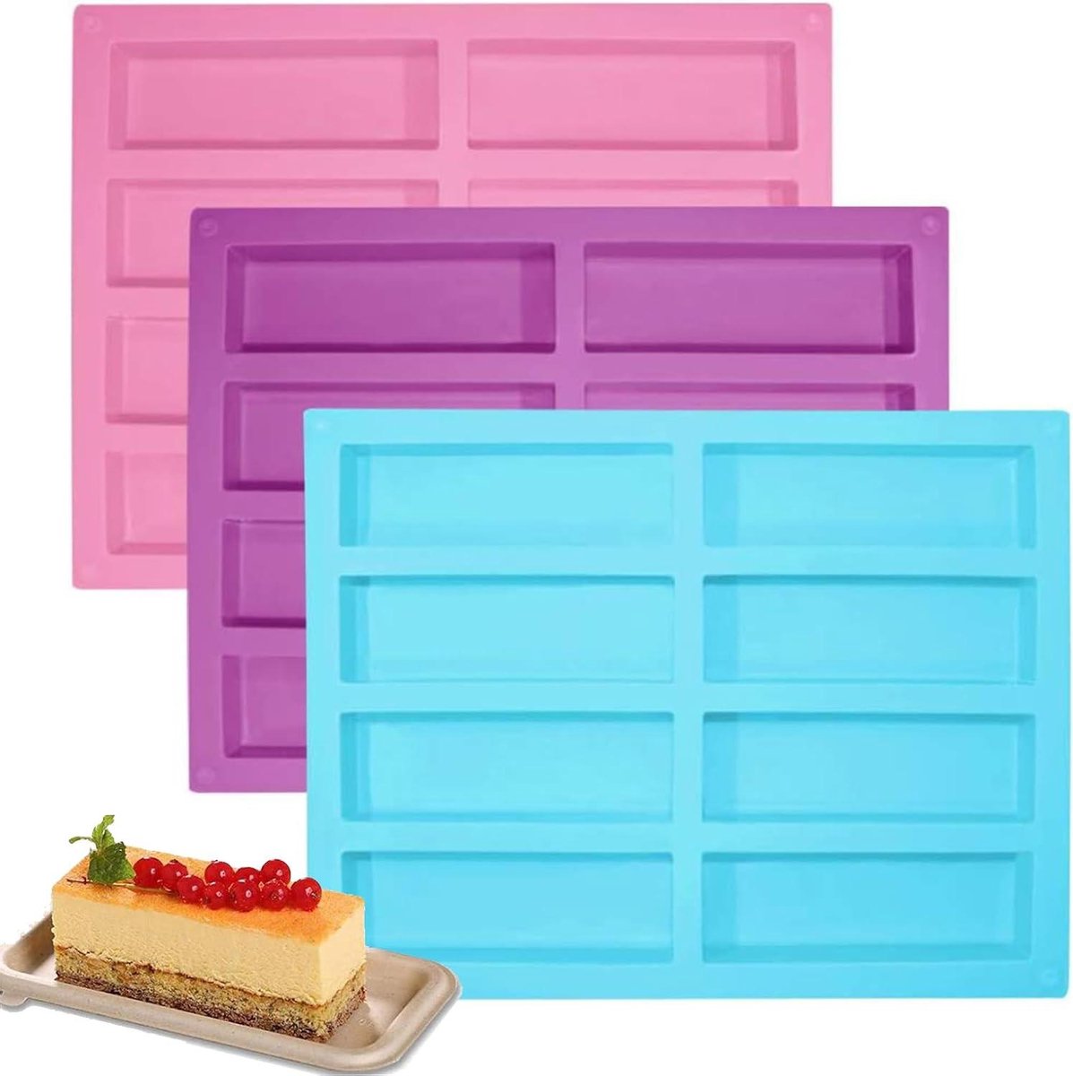 Siliconen vormen voor energierepen en cake - Set van 3 - Bakvorm voor mueslirepen
