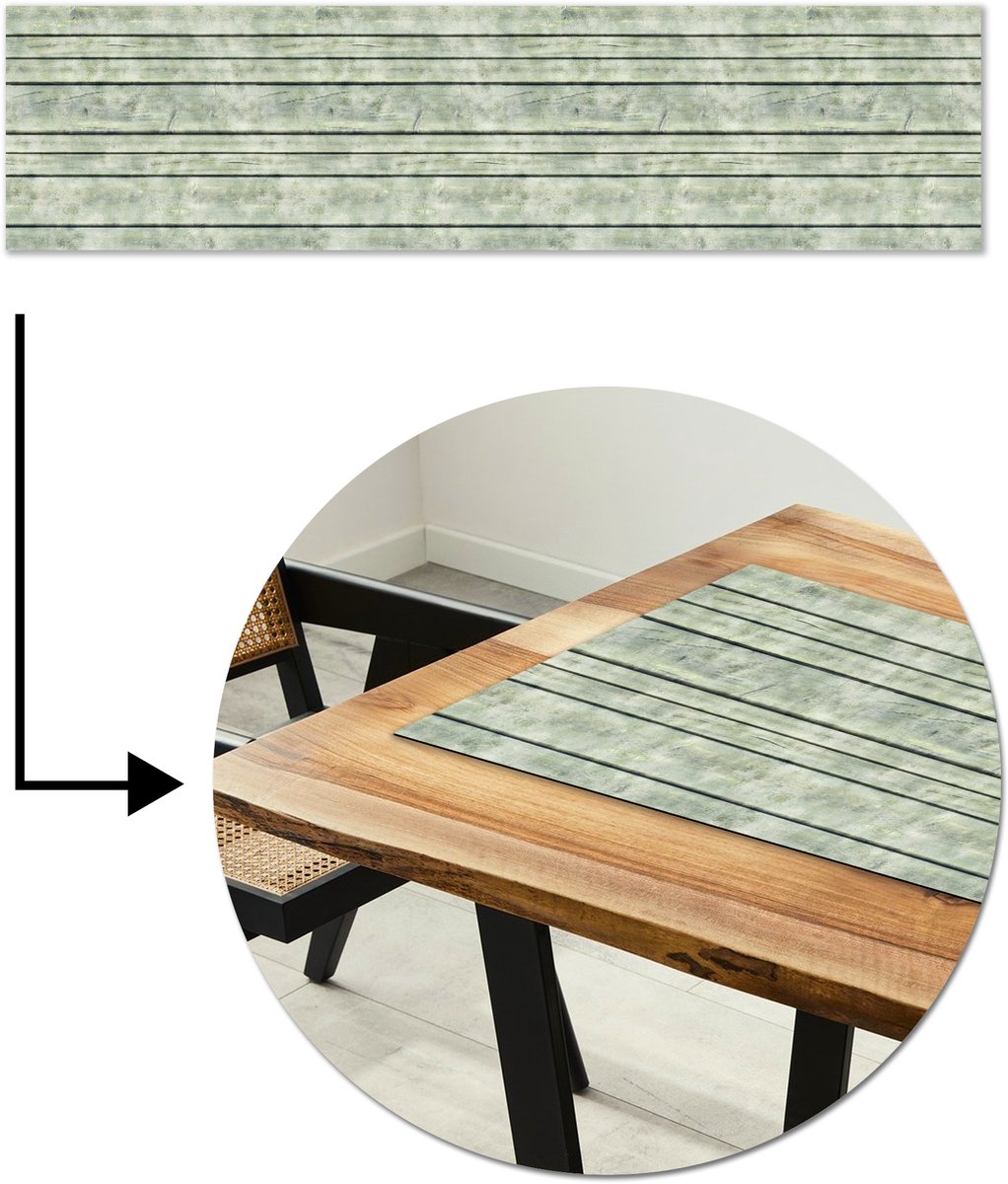 Tafelloper 200x50 cm - Tafelmat vinyl Vintage - Hout - Patronen - Plank - Tafeldecoratie - Tafelversiering - Keuken decoratie - Tafel versiering