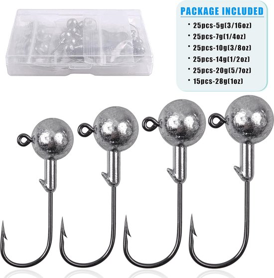 Imperatoris - Vishaken met Ronde Jighead - Vis Haakjes - Vishaken Set - Vishaakjes Assortiment - Hengelsport - Alle Vissoorten - Maat 5g - 30 Stuks - Zilver — afbeelding 3