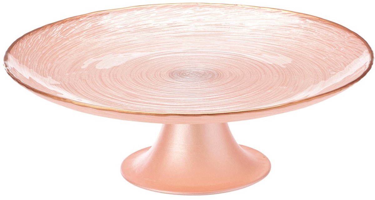 Glazen Taartplateau op Voet - Ø 21 cm - Roze - Taartstandaard van Glas