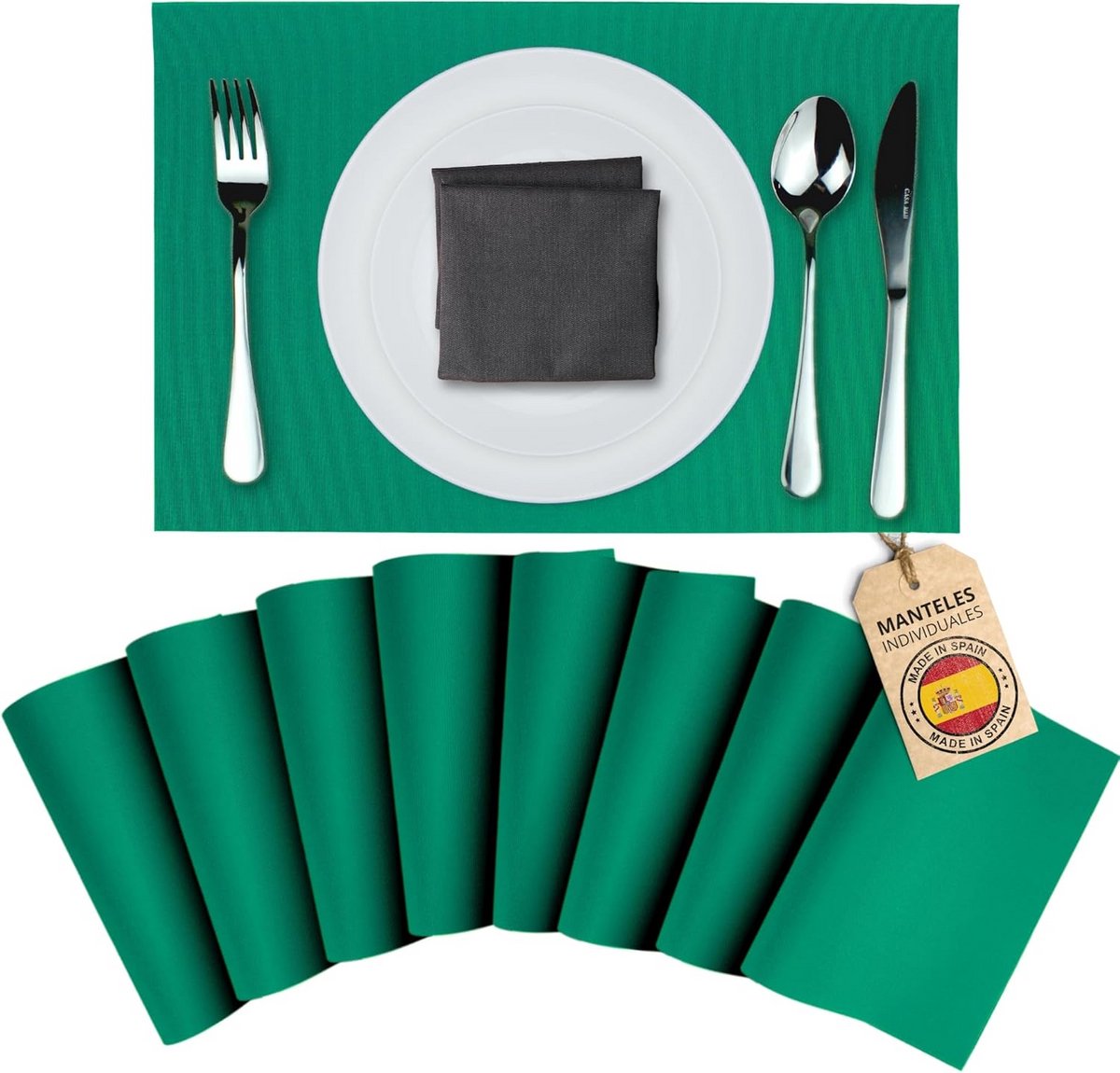 Wasbare Antislip Placemats voor Eettafel en Keuken (8 stuks, Groen)